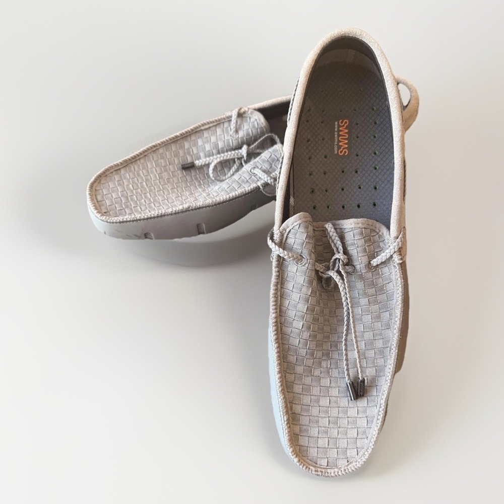 SWIMS Shoes Mens Size 12 Gray Woven Loafers Slip On Driving Moccasins Casual